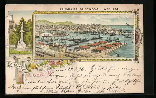 Lithographie Genova, Panorama Lato-Est