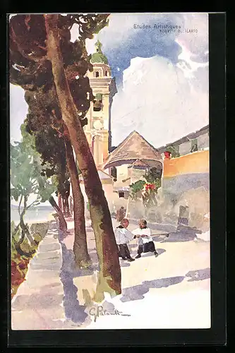 Künstler-AK Nervi, Panorama