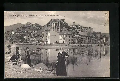 AK Ventimiglia, Borgo Marina e lavandale nel fiume Rola