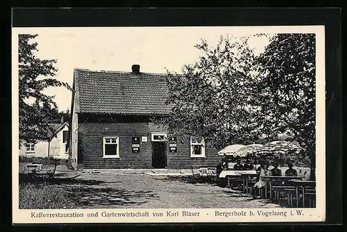 AK Bergerholz b. Vogelsang i. W., Restaurant Karl Bläser, Gartenpartie