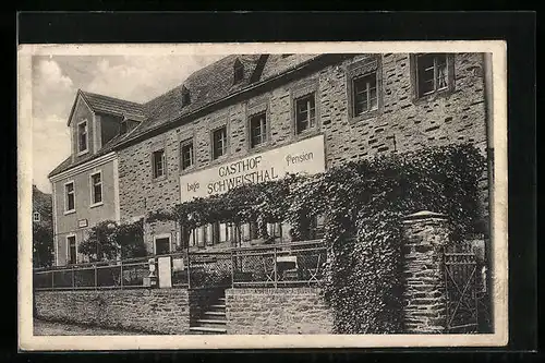 AK Oberfell a. d. M., Gasthof Schweisthal mit Terrasse