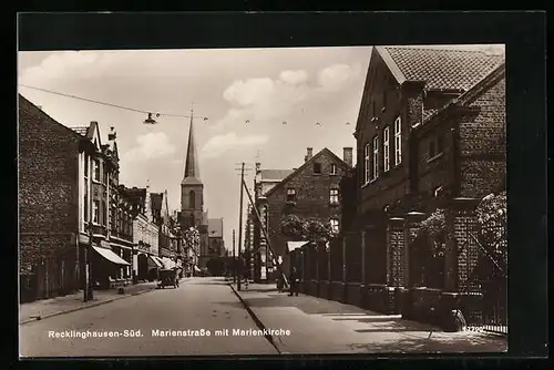 AK Recklinghausen-Süd, Marienstrasse mit Marienkirche