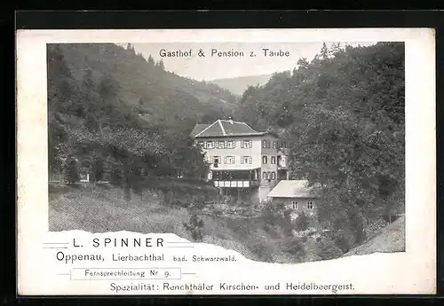 AK Oppenau /Lierbachthal, Gasthof & Pension z. Taube