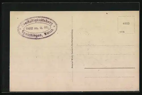 AK Spaichingen /Württb., Dreifaltigkeitsberg, Kirche, Gasthaus