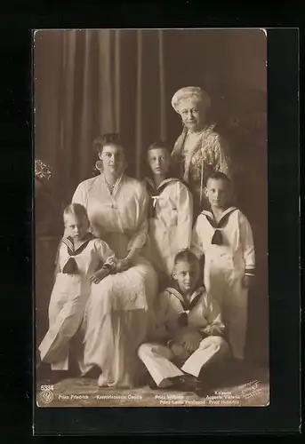 AK Kaiserin Auguste Victoria, Kronprinzessin Cecilie, Prinz Friedrich, Prinz Wilhelm