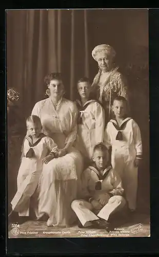 AK Kaiserin Auguste Victoria und Kronprinzessin Cecilie mit den vier Prinzen