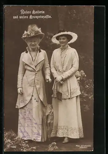 AK Kaiserin Auguste Victoria und Kronprinzessin Cecilie mit Hüten