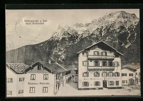 AK Mittenwald /Isar, Hotel Wetterstein, Nebenhaus z. Wetterstein