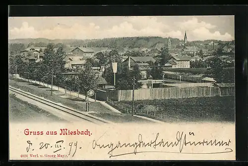 AK Miesbach, Ortsansicht aus der Vogelschau