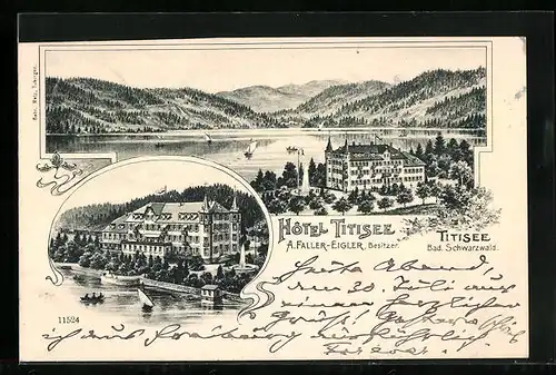 Lithographie Titisee, Hotel Titisee, Bes. A. Faller-Eigler