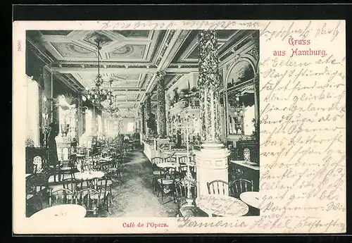 AK Hamburg, Cafe de l`Opera, Innenansicht