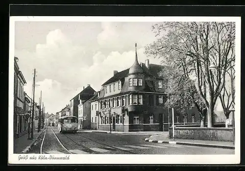 AK Köln-Dünnwald, Gaststätte Jägerhof, Berlinerstr. 973, Autobus