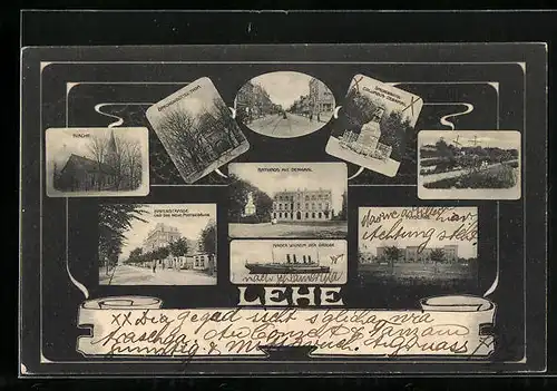 AK Lehe, Speckenbüttel-Columbus-Denkmal, Kaserne, Dampfschiff Kaiser Wilhelm der Grosse