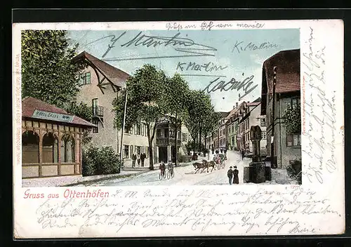 AK Ottenhöfen, Strassenpartie mit Hotel Engel