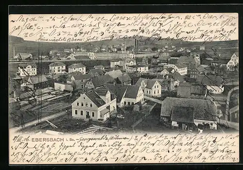 AK Ebersbach i. Sa., Ortsansicht aus der Vogelschau