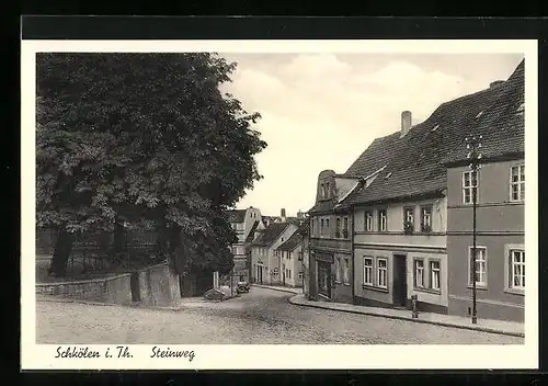 AK Schkölen i. Th., Blick in den Steinweg
