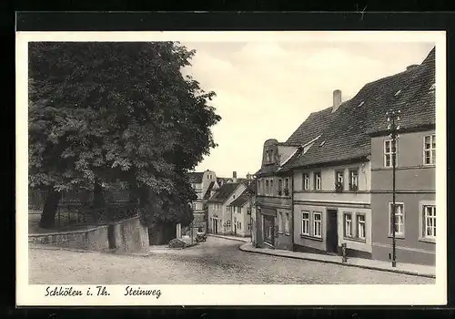 AK Schkölen i. Th., Blick in den Steinweg