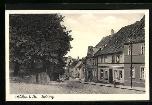 AK Schkölen i. Th., Blick in den Steinweg