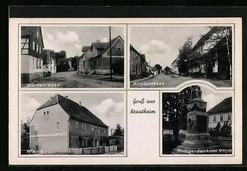 AK Krautheim, Kirchstrasse, Dorfstrasse, Pfarre