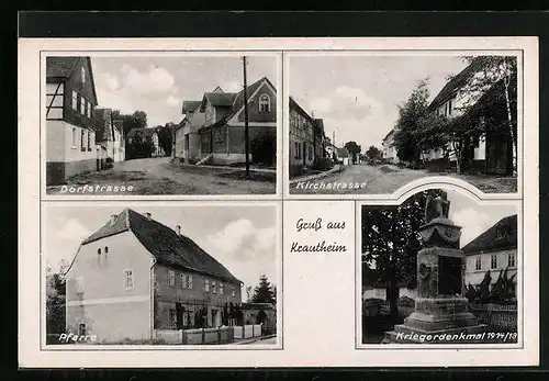 AK Krautheim, Kirchstrasse, Dorfstrasse, Pfarre