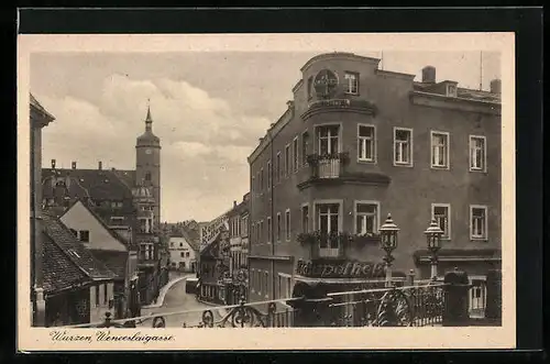 AK Wurzen, Wenceslaigasse mit Kirche