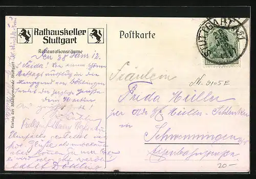 AK Stuttgart, Rathauskeller, Restaurationsräume