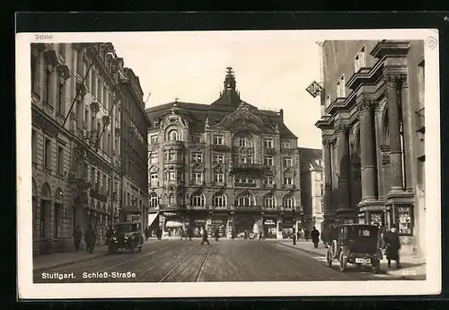 AK Stuttgart, Blick auf die Schloss-Strasse