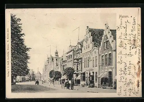 AK Husum, Blick auf die Norderstrasse