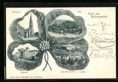 AK Neckargemünd, Marktplatz, Totalansicht, Kurhaus, Alte Mühlenpartie a. d. Elsenz