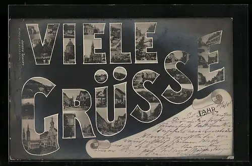 AK Lahr, Verschiedene Ortsansichten im Schriftzug