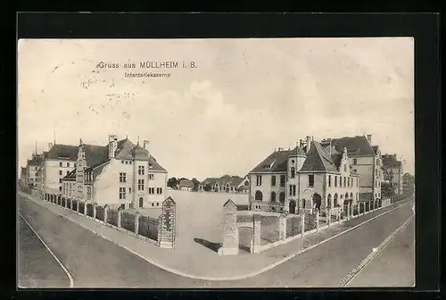 AK Müllheim i. B., Partie an der Infanteriekaserne