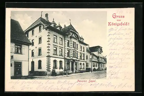 AK Königsfeld, Blick auf Hotel-Pension Sapel