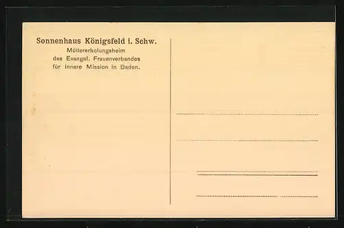 AK Königsfeld i. Schw., Müttererholungsheim Sonnenhaus mit Garten