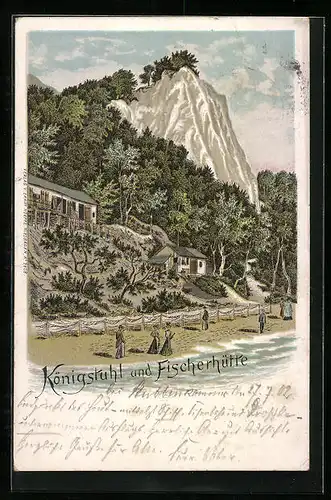 Lithographie Königstuhl, Partie an der Fischerhütte