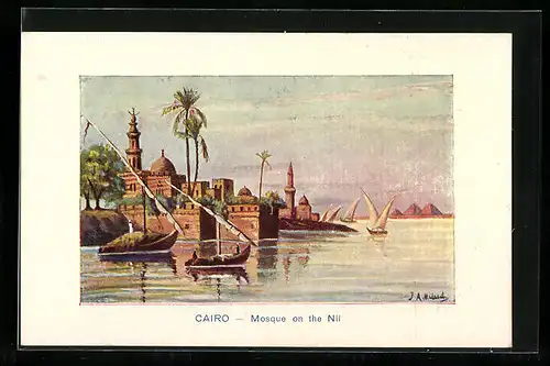 Künstler-AK Cairo, Mosque on the Nil