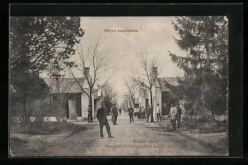 AK Lager Lechfeld, Mittlere Lagerstrasse am Truppen Übungsplatz