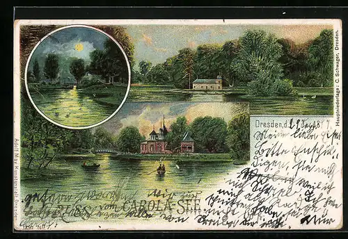 Lithographie Dresden, Ansichten vom Carola-See