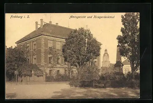 AK Frohburg i. S., Amtsgericht und Kriegerdenkmal