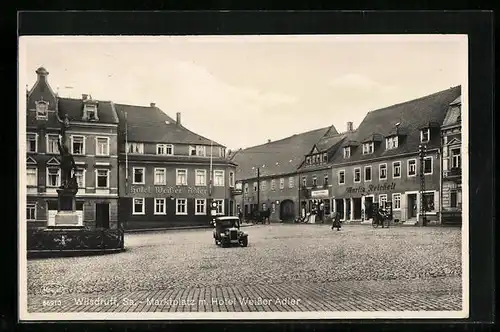 AK Wilsdruff /Sa., Marktplatz m. Hotel Weisser Adler