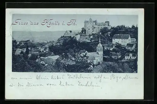 AK Könitz i. Th., Ortsansicht aus der Vogelschau