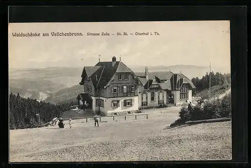AK Oberhof i. Th., Waldschänke am Veilchenbrunn, Strasse Zella, St. Bl.