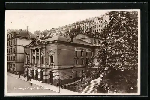 AK Annaberg i. Erzgeb., Ortspartie mit Stadttheater