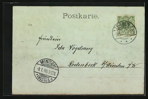 Mondschein-AK Coblenz-Ehrenbreitstein, Ortsansicht mit Gewässer