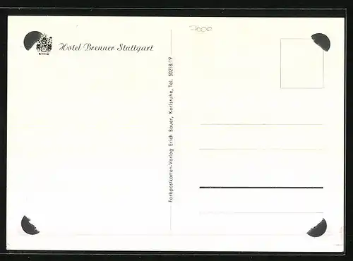 AK Stuttgart, Innenansicht des Hotel Brenner