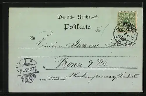 Mondschein-AK Barmen, Werther- und Uferstrasse