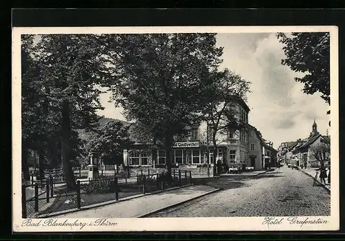 AK Bad Blankenburg i. Thürw., Partie am Hotel Greifenstein