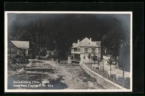 AK Schwarzburg /Thür. Wald, Blick auf Haus Paul Fischer