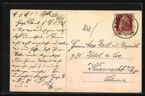 AK Bayreuth, Opernstrasse mit Kgl. Filialbank