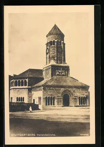 AK Stuttgart-Berg, Blick auf die Heilandskirche