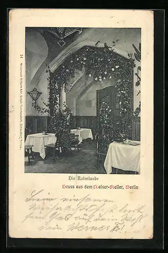 AK Berlin, Gasthaus Kaiser-Keller, Die Rosenlaube